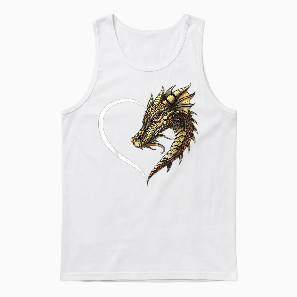 Drachen-T-Shirts Für Damen, Mädchen, Kinder, Drachen-T-Shirt, Herz Unisex Tank Top in White