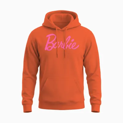 Barbie Classic Logo Pink T-Shirt, Black Unisex Hoodie - Orange