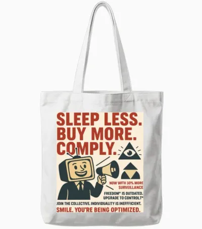 Satirical Surveillance Protest Design Tote Bags - White