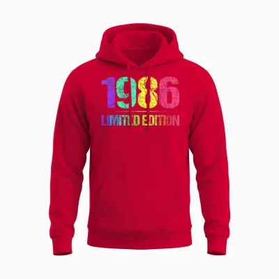 1986 - Limited Edition - Vintage Retro 86s Unisex Hoodie - Red
