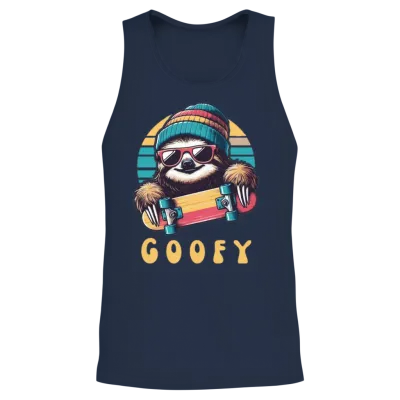 Goofy Skater Sloth - Funny Skateboard Freestyle Unisex Tank Top - Navy