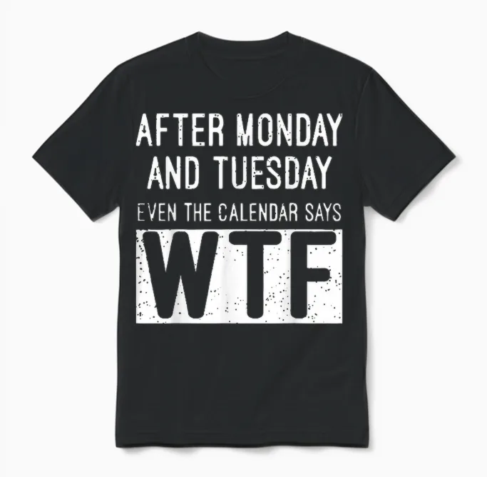 After Monday and Tuesday Even the Calendar Says Wtf Unisex T-Shirt in Black
