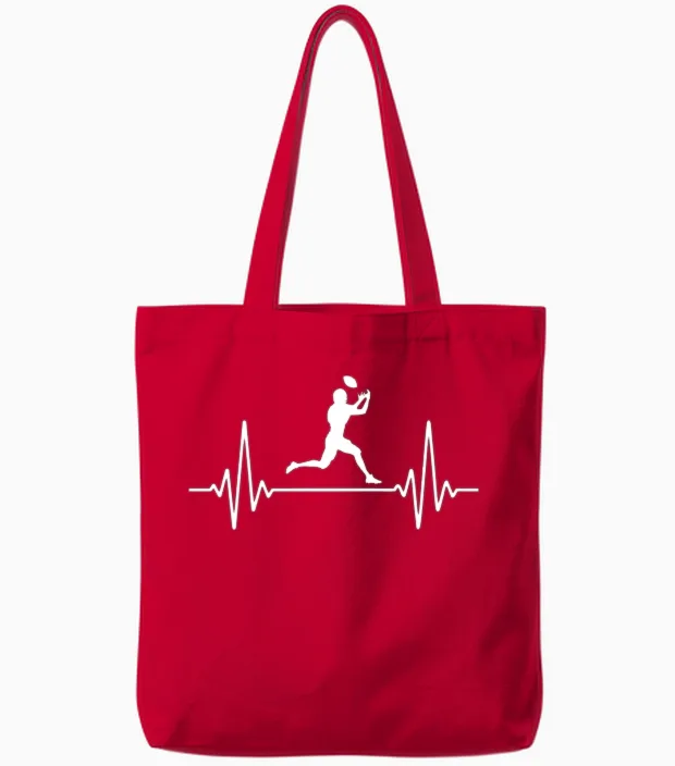Football Heartbeat | Football Lovers Tote Bags in Red
