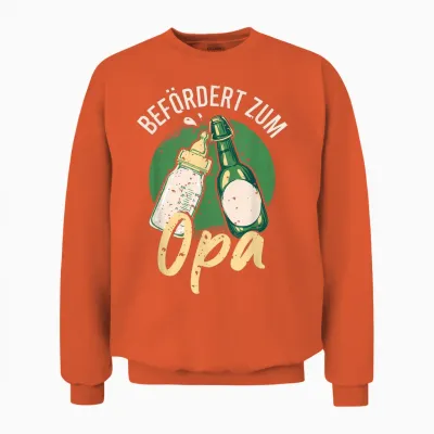 Men's T-Shirt with German Text "zum Opa Befört, Black Unisex Sweatshirt - Orange