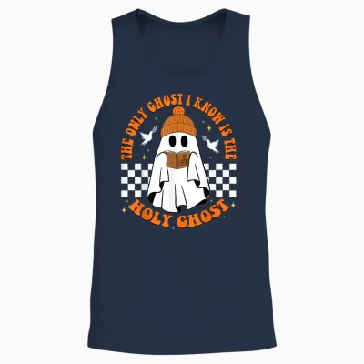 The Only Ghost I Know Is the Holy Ghost Halloween Boo Bible Unisex Tank Top - Navy