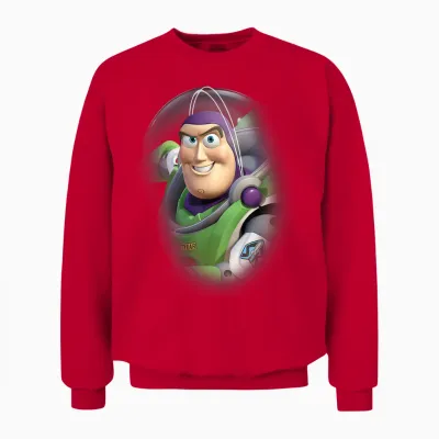 Disney Pixar Toy Story Buzz Lightyear Graphic T-Shirt Grin T-Shirt, Black, S Unisex Sweatshirt - Red