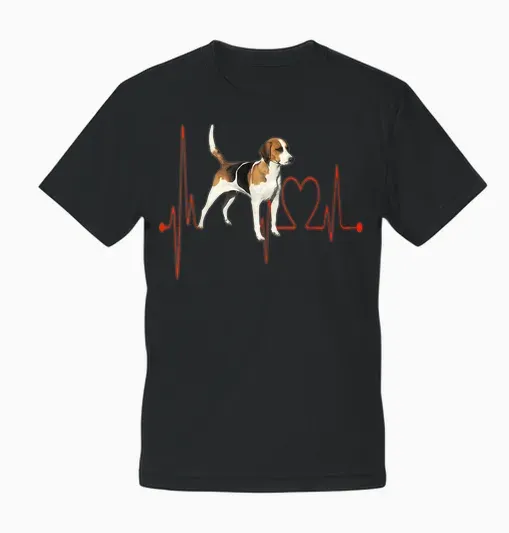 Anglo-French Small Venerie Dog Heartbeat Adorable Fan T-Shirt, Black, S Unisex T-Shirt - Black