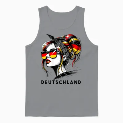 Germany Woman Bun Flag German Proud Girl T-Shirt, White, Female X-Small Unisex Tank Top - Sport Grey