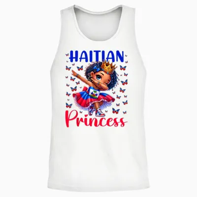 Haitian Princess Dabbing for Girls and Children Unisex Tank Top - White