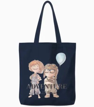 Disney 100 and Pixar's Up Carl Ellie Adventure Is Out There Tote Bags - Navy