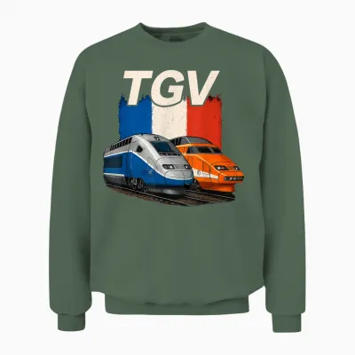 Tgv Train Grand Speed Classic and New Trains French Unisex Sweatshirt - Military Green