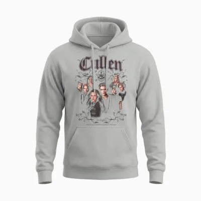Twilight Cullen Family Portrait Filigree Frame Retro Movie Unisex Hoodie - Ash