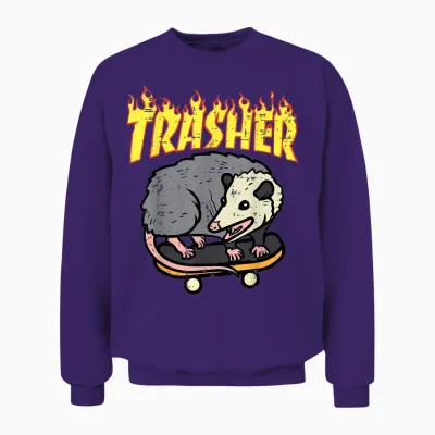 Opossum Skateboard Trasher Funny Possum Skater Men Boys Unisex Sweatshirt - Purple