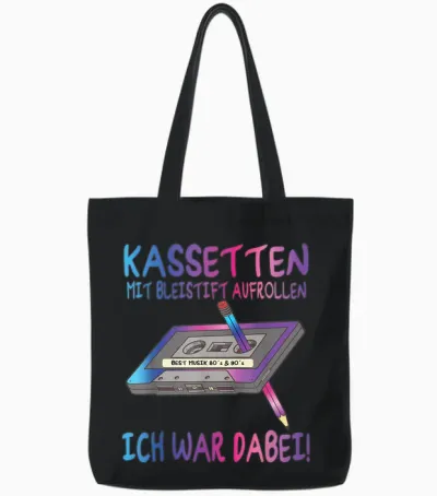 80s Party Outfit Men's 90s - Women's Retro Tote Bags - Black