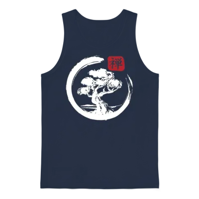 Aesthetic Japanese Bonsai Japan Art Japanese Unisex Tank Top - Navy