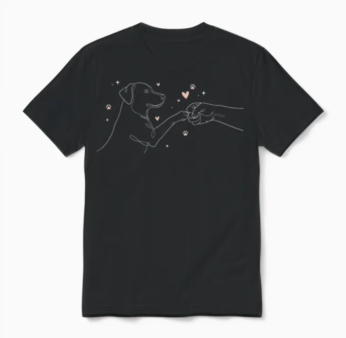 People Punch Hand Dog Friendship Fist Dogs Paw Unisex T-Shirt in Black