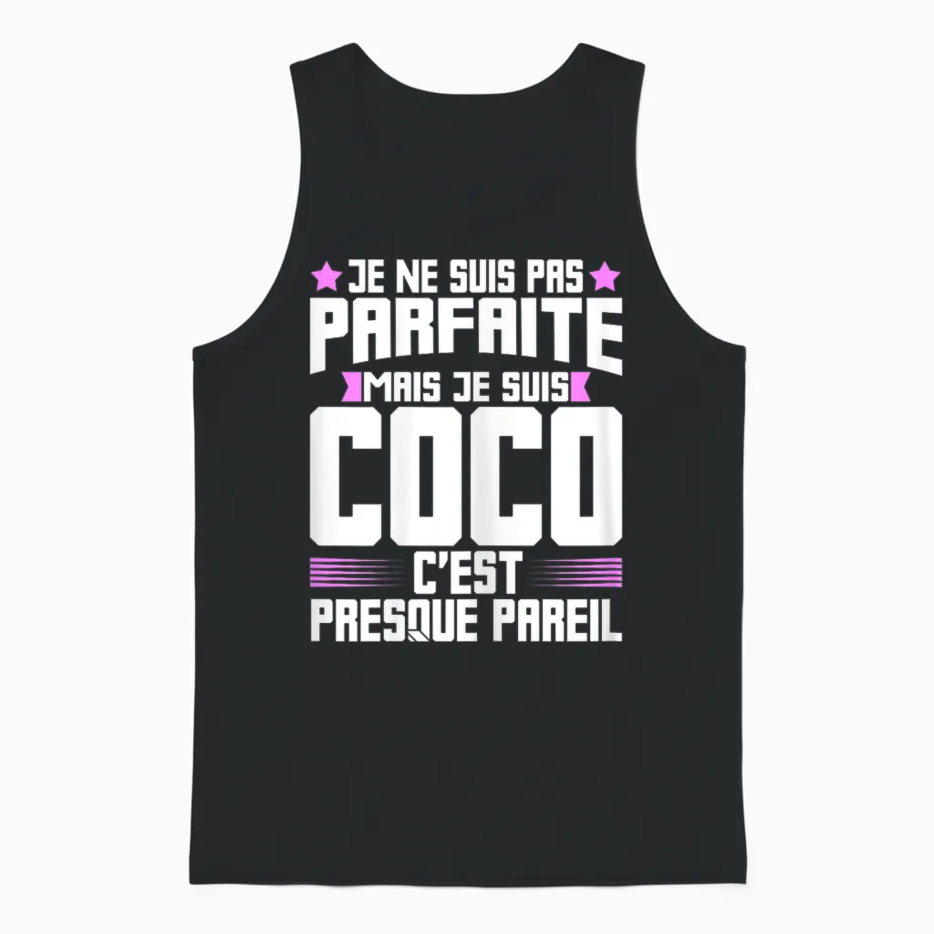 Coco Parfait | Quote Humour Coco Nickname Coco T-Shirt, Black, Female X-Small Unisex Tank Top in Black