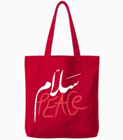 Designpeace Design in Arabic Font Quote Tote Bags - Red