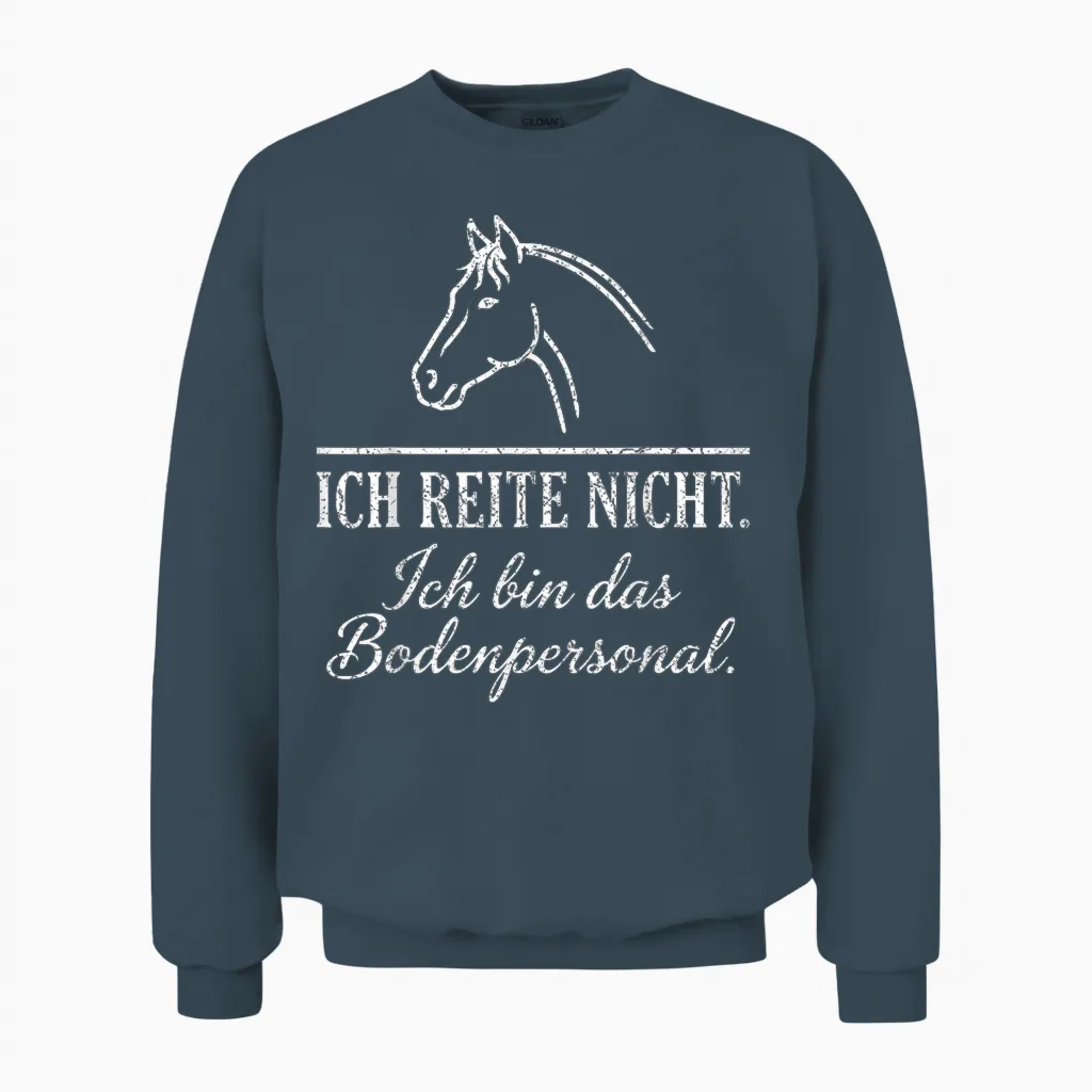 Pferd Reiten Bodenpersonal Witziges Reiterhof Stall Bildwerk Unisex Sweatshirt in Dark Heather