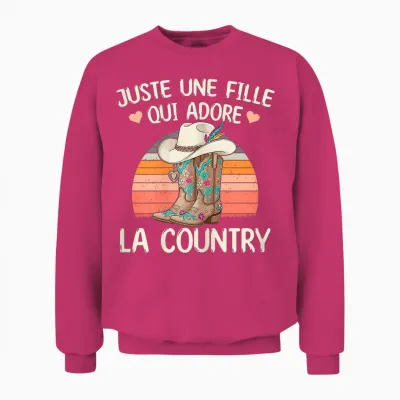 Women's Country T-Shirt a Girl Who Adore La Danse Country Unisex Sweatshirt - Heliconia