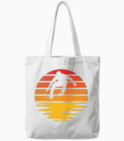 Skating Retro Tote Bags - White