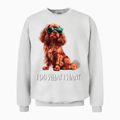 Ruby Cavalier King Charles Spaniel Long Sleeve, Black, S Unisex Sweatshirt - White