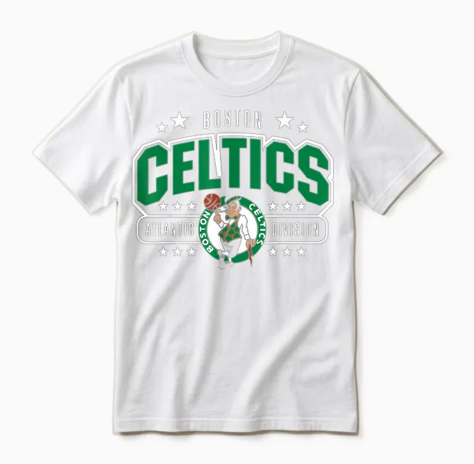 Nba - Boston Celtics Gewölbte Atlantic Division Unisex T-Shirt in White