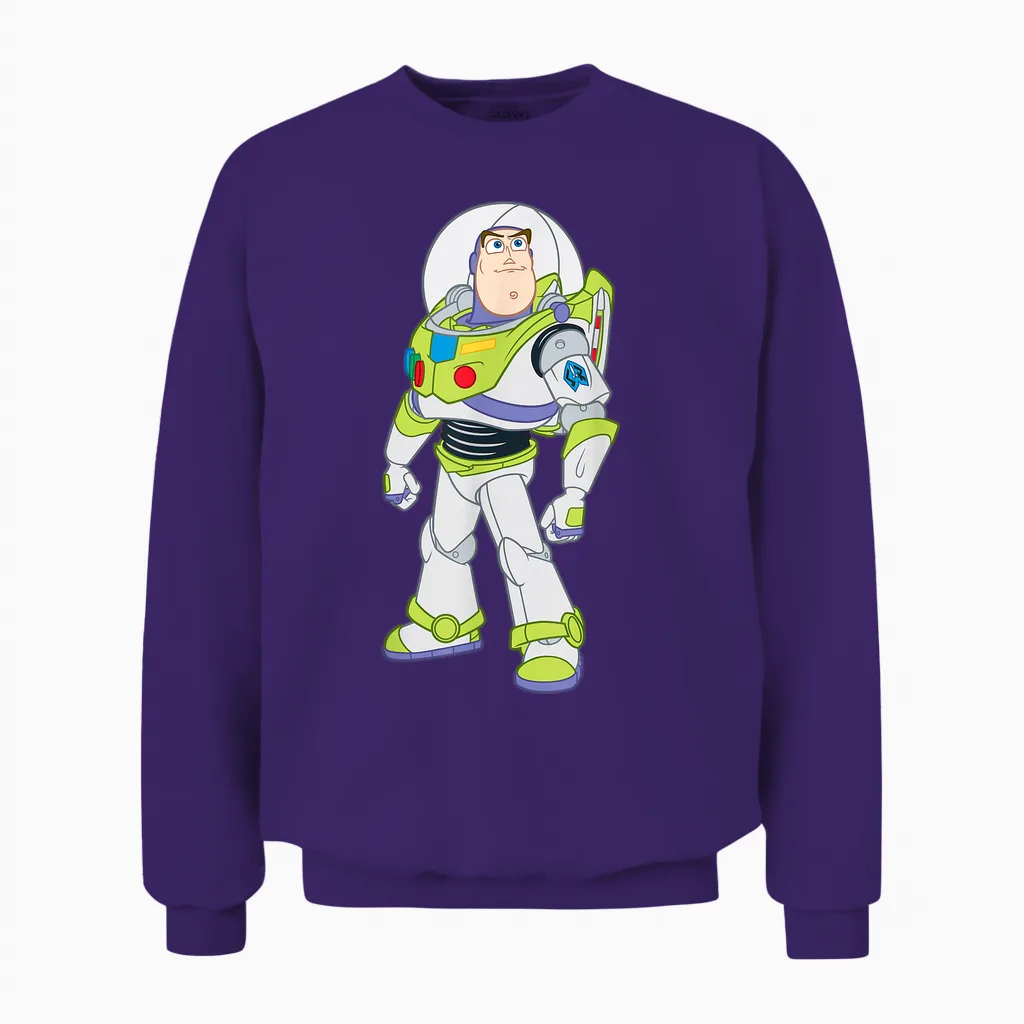 Disney Pixar Toy Story Buzz Lightyear Strong Pose Unisex Sweatshirt in Purple