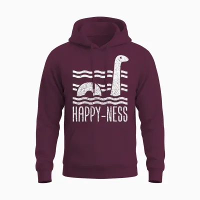 Happy Ness Loch Ness Monster Funny Cute Gift Unisex Hoodie - Maroon