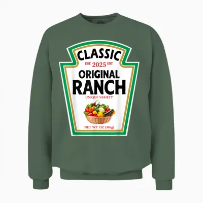 Ranch Sauce Green Salad Dressing Condiment Diy Halloween Unisex Sweatshirt - Military Green