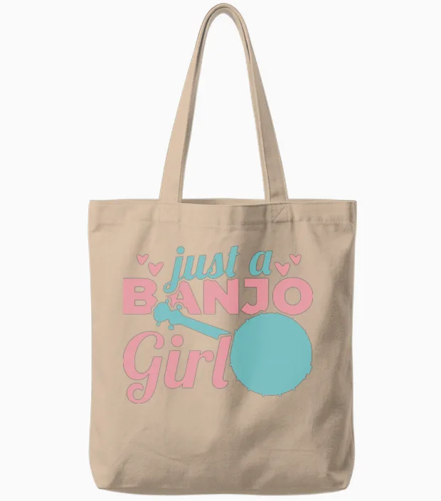 Funny Banjo Girl Tote Bags in Natural