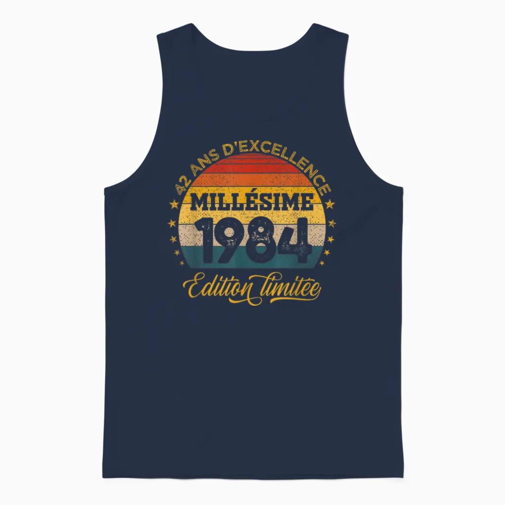 42 Years Anniversary Man Vintage 1984 Made in 1984 Unisex Tank Top in Navy