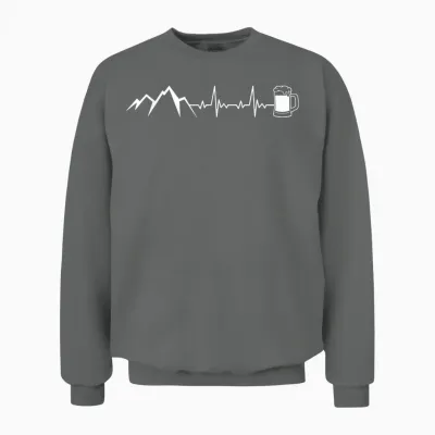 Berge Herzschlag Beer X Frequency Pulse Mountains Mountain Beer Fun T-Shirt, Black Unisex Sweatshirt - Graphite Heather