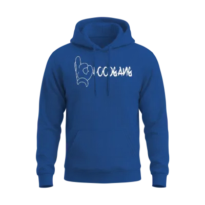 Blood Gang Cool Logo Funny Lucky Rock Hand Script Unisex Hoodie - Royal