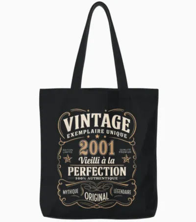 24 Years Man 2001 Birthday T Shirt 24 Years Man 2001 T-Shirt, Black, S Tote Bags - Black