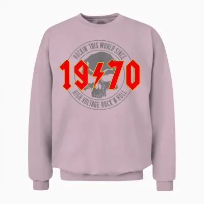 1970 Jahrgang Geburtstag Rock and Roll Heavy Metal Unisex Sweatshirt - Light Pink