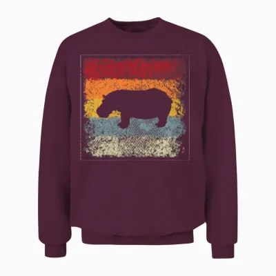 Hippo Retro Unisex Sweatshirt - Maroon