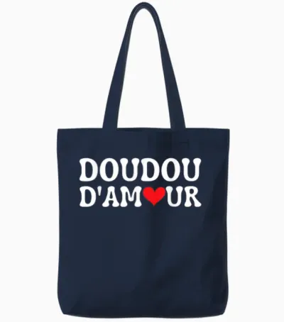 Love Doudou Humour Valentine's Day Idea for Couples T-Shirt, Black, S Tote Bags - Navy