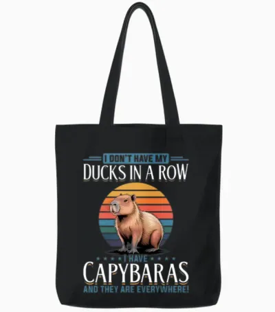 Funny Capybara Tote Bags - Black