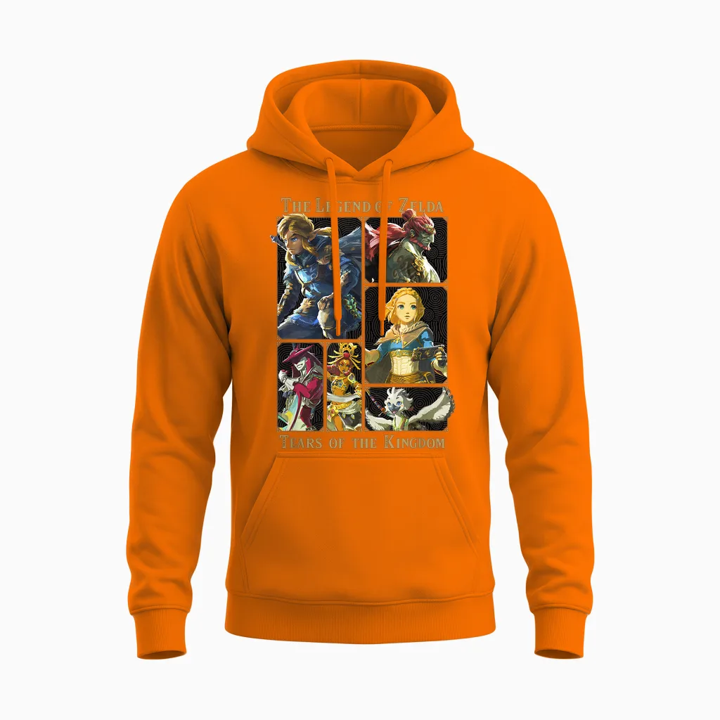 The Legend of Zelda: Tears of the Kingdom Character Box Up Unisex Hoodie in Safety Orange