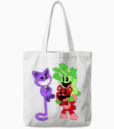 Poppy Playtime Catnap Bobby Bearhug & Hoppy Hopscotch Tote Bags - White