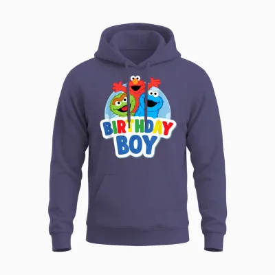 Sesame Street Elmo Oscar Cookie Monster Birthday Boy Unisex Hoodie - Heather Sport Dark Navy