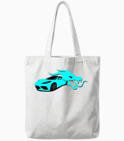 Sport Car and the Dragon - Charmwal Tote Bags - White
