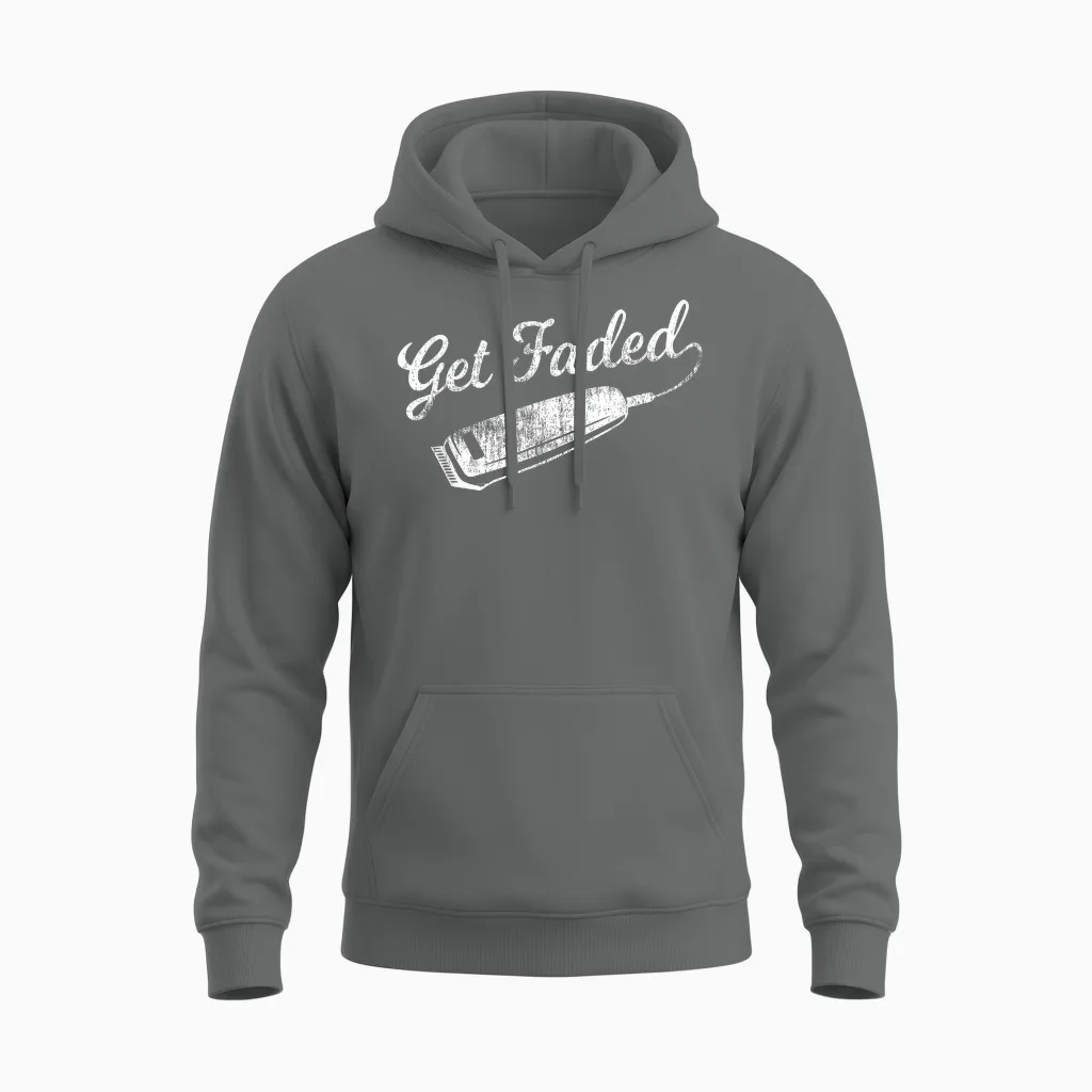 Vintage Distressed Barber T-Shirt - Get Faded Script Tail Te Unisex Hoodie in Graphite Heather