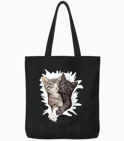 Cat Sleeping Shirt Cat Official Cuddly Shirt T-Shirt, White Tote Bags - Black
