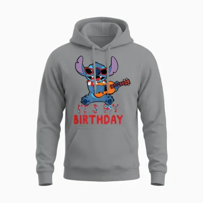 Disney Lilo & Stitch Tropical Party It's My Birthday T-Shirt, Black, S Unisex Hoodie - Sport Grey