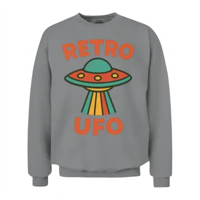 Retro Ufo Illustration Unisex Sweatshirt - Sport Grey
