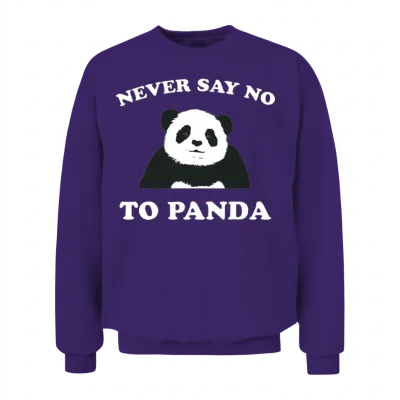 Never Say No to Panda - White Unisex Sweatshirt - Purple