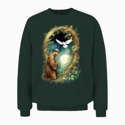 St Francis of Assisi Patron Saint of Animals Unisex Sweatshirt - Forest
