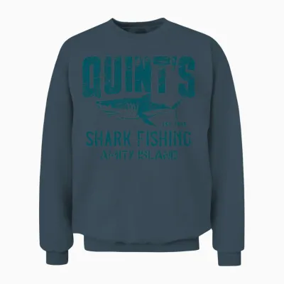 Quint's Shark Fishing T-Shirt - Amity Island Jaws Unisex Sweatshirt - Dark Heather